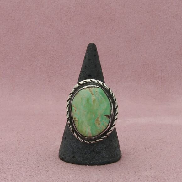 Native Jewelry - navajo sterling silver vintage braided turquoise ring size 9.5